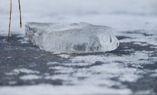 chunks of ice frozen pond water