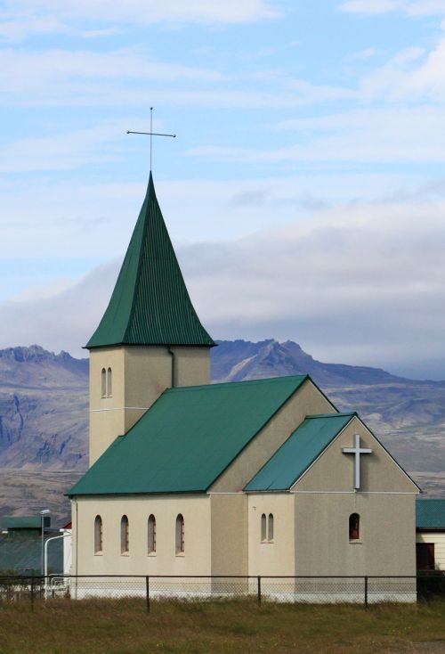 church iceland mountain