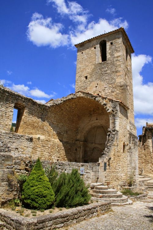 church ruin steeple