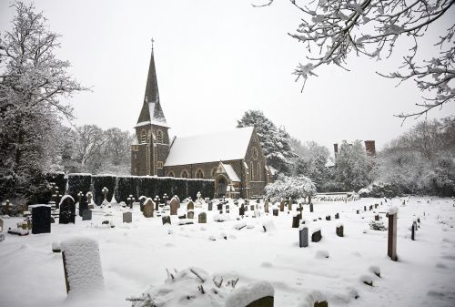church graveyard snow