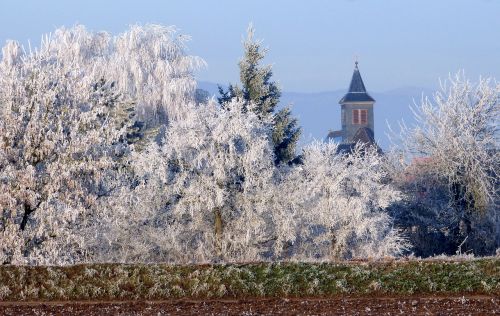 church landscape winter