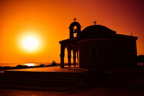 church sunset shadows