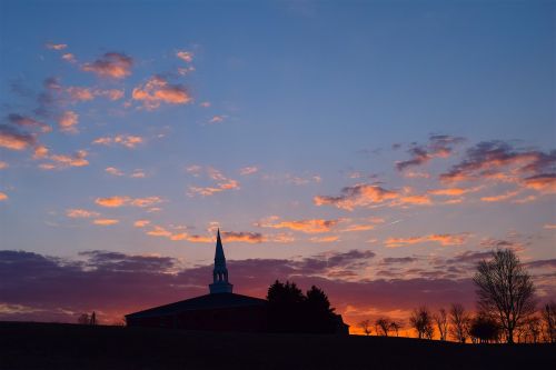 church sunrise clouds