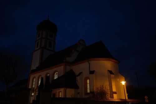 church steeple at night