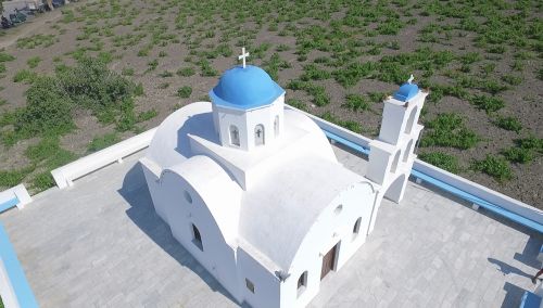 church aerial photo santorini