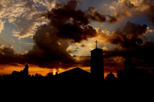 church twilight steeple