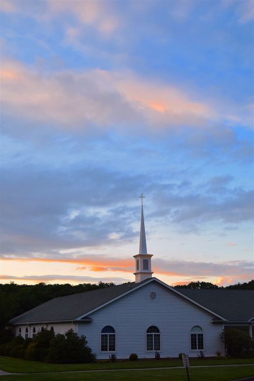 church sunset sky