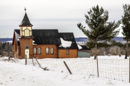 church  snow  winter