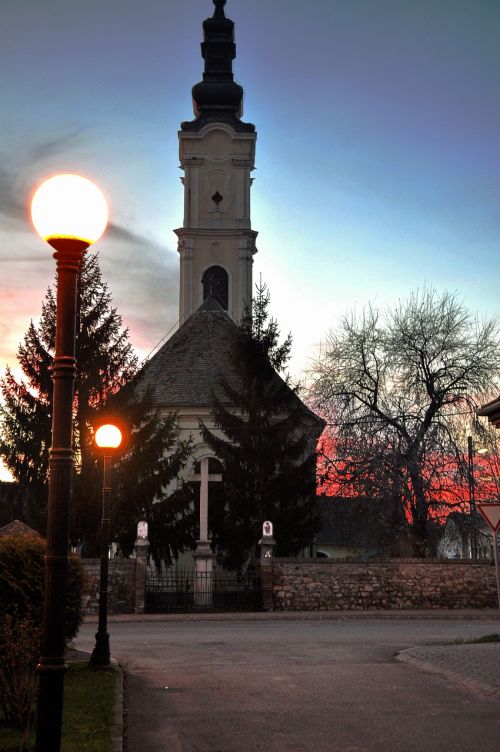 church evening lights