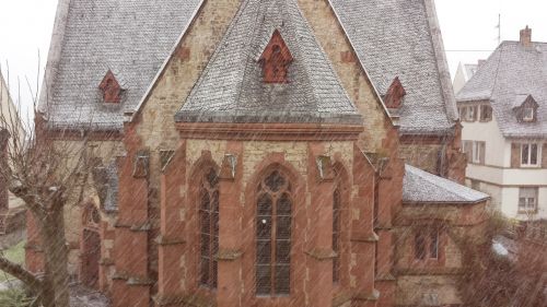 church snow winter