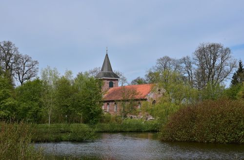 church landscape water