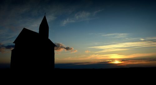 church silhouette evening sky