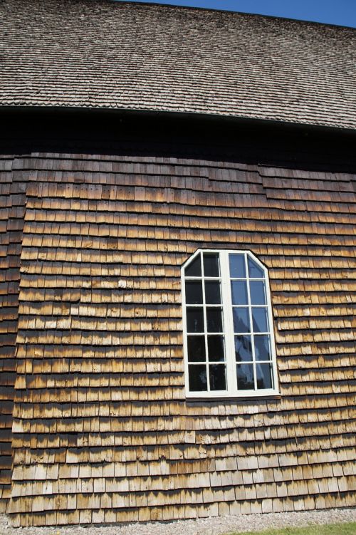 church wood shingles facade