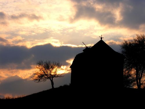 church sunset shadow