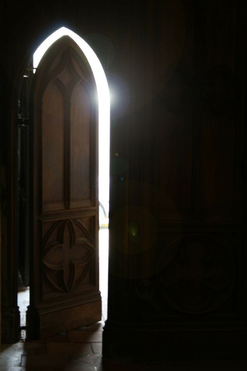 church door reflection light