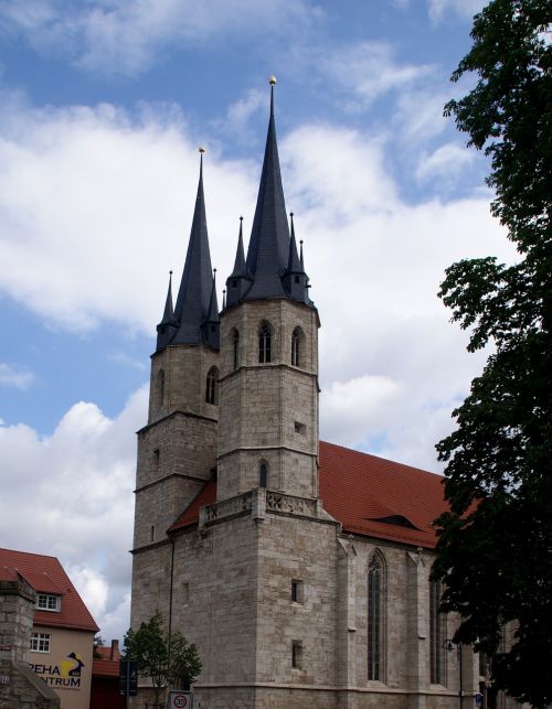 church steeples mulhouse thuringia germany