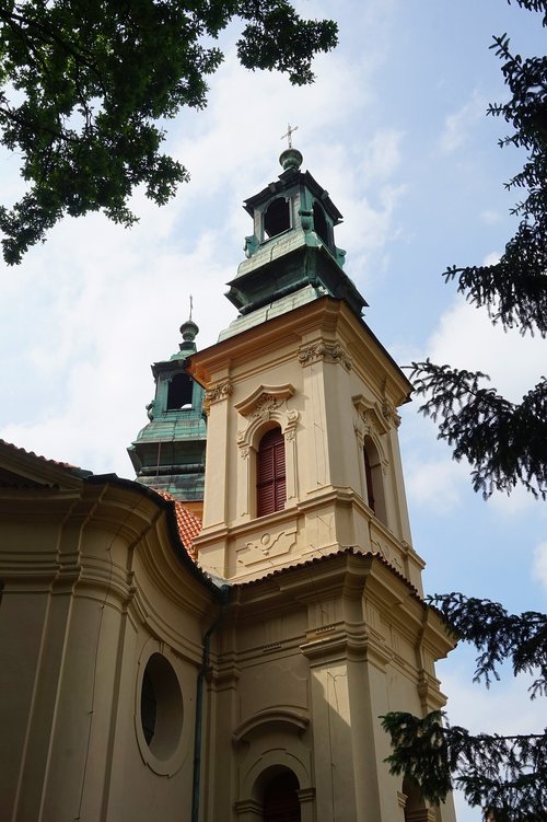 church towers  prague  czechia