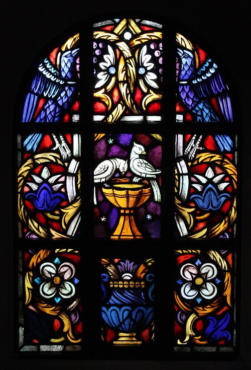 church window  dove  birds