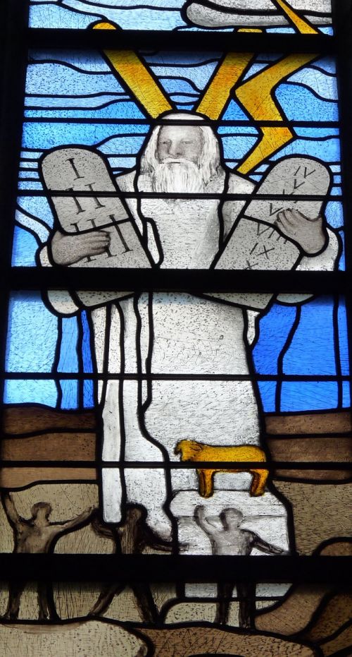 church window 10 commandments moses