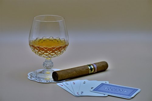 cigar  cognac  glass