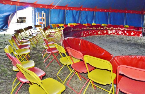 circus interior rows of chairs