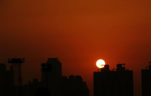 city sunset silhouette