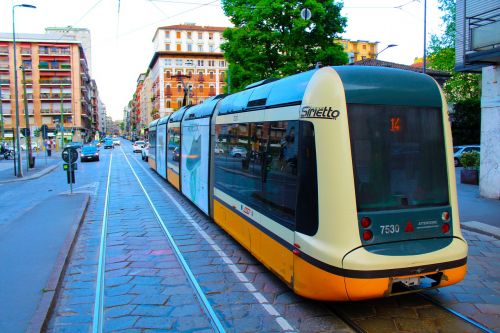 city tram downtown