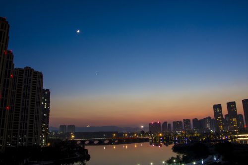 city building sunset