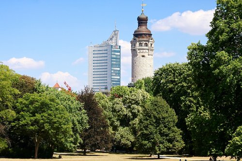 city  leipzig  skyline