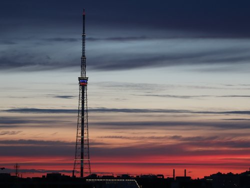 city  sunset  tv tower