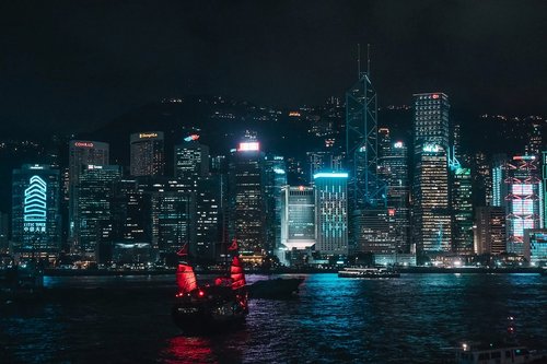 city  night  sea