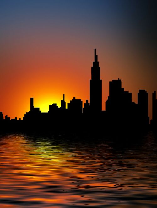 city silhouette night