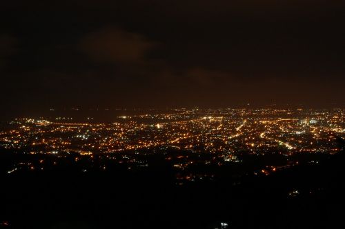 city lights view on top night scene