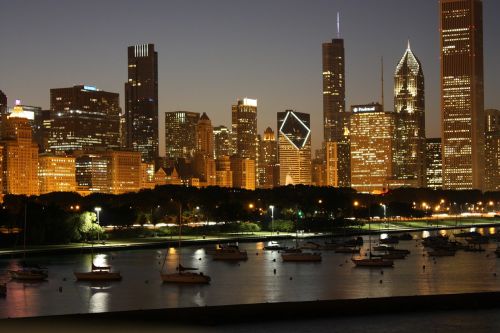 city skyline chicago downtown