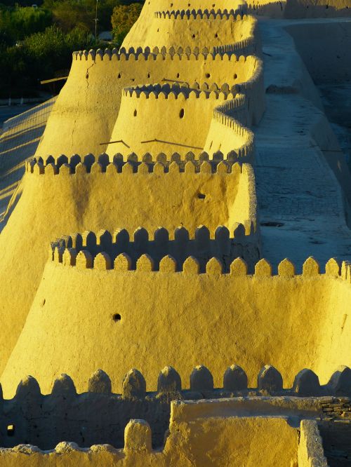 city wall battlements khiva