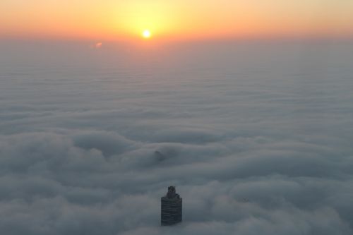 cityscape fog dubai
