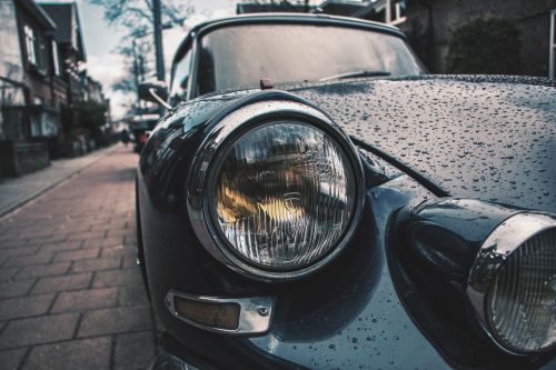 classic car headlight detail