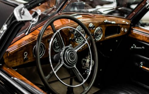 classic car steering wheel car