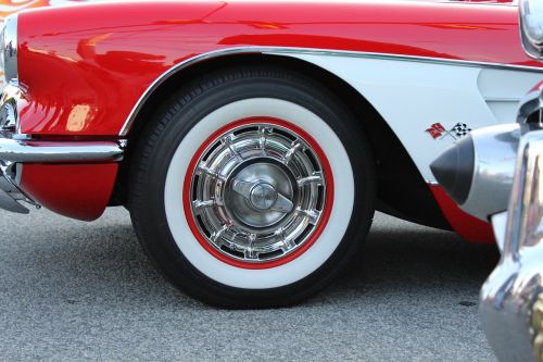 classic car tire red