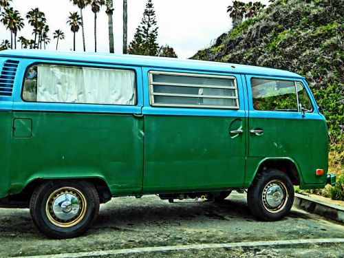 Classic Green And Blue VW Bus