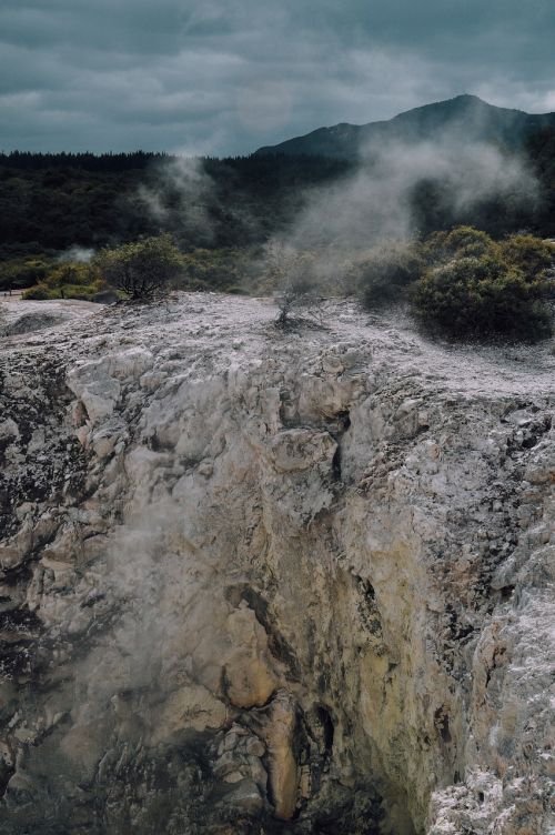 cliff fog mountains