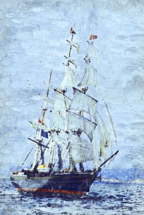 clipper ship three masted sails