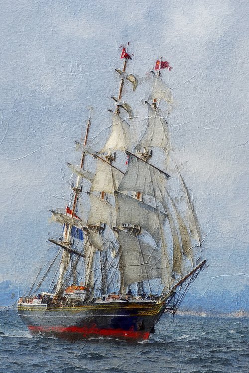 clipper ship  three masted  sails