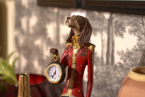 clock  figure  dog