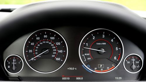 close-up dashboard speedometer