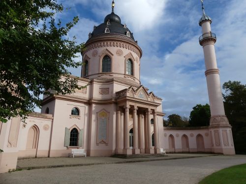 closed garden schwetzingen mosque romantic