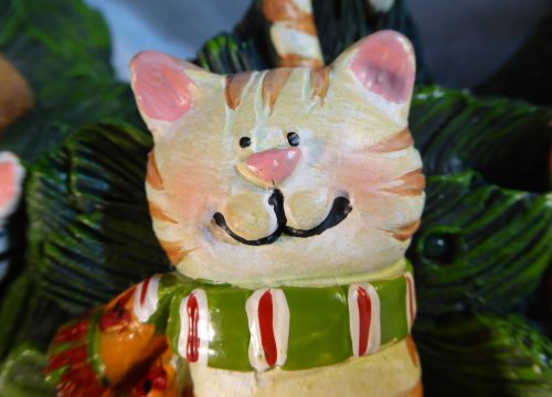 Closeup Of Cute Cat Ornament Face