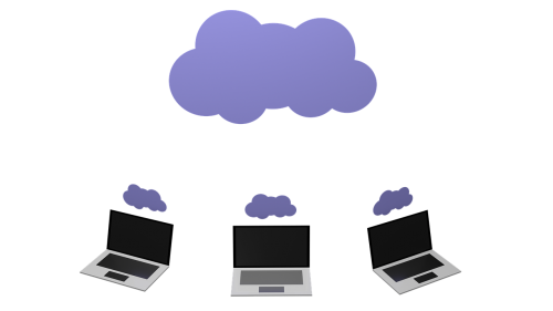 cloud computing lap tops sky