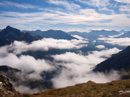 clouds mountains sky