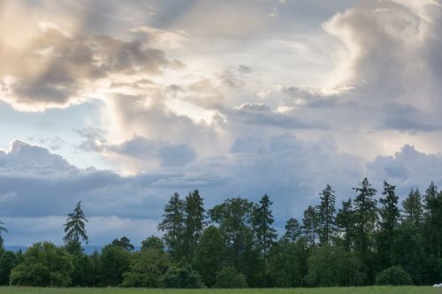 clouds landscape trees